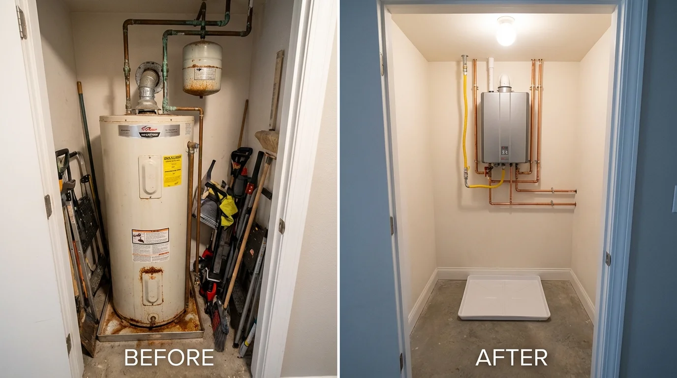 Tank water heater versus wall-mounted tankless unit comparison for Jasper, AR homeowners